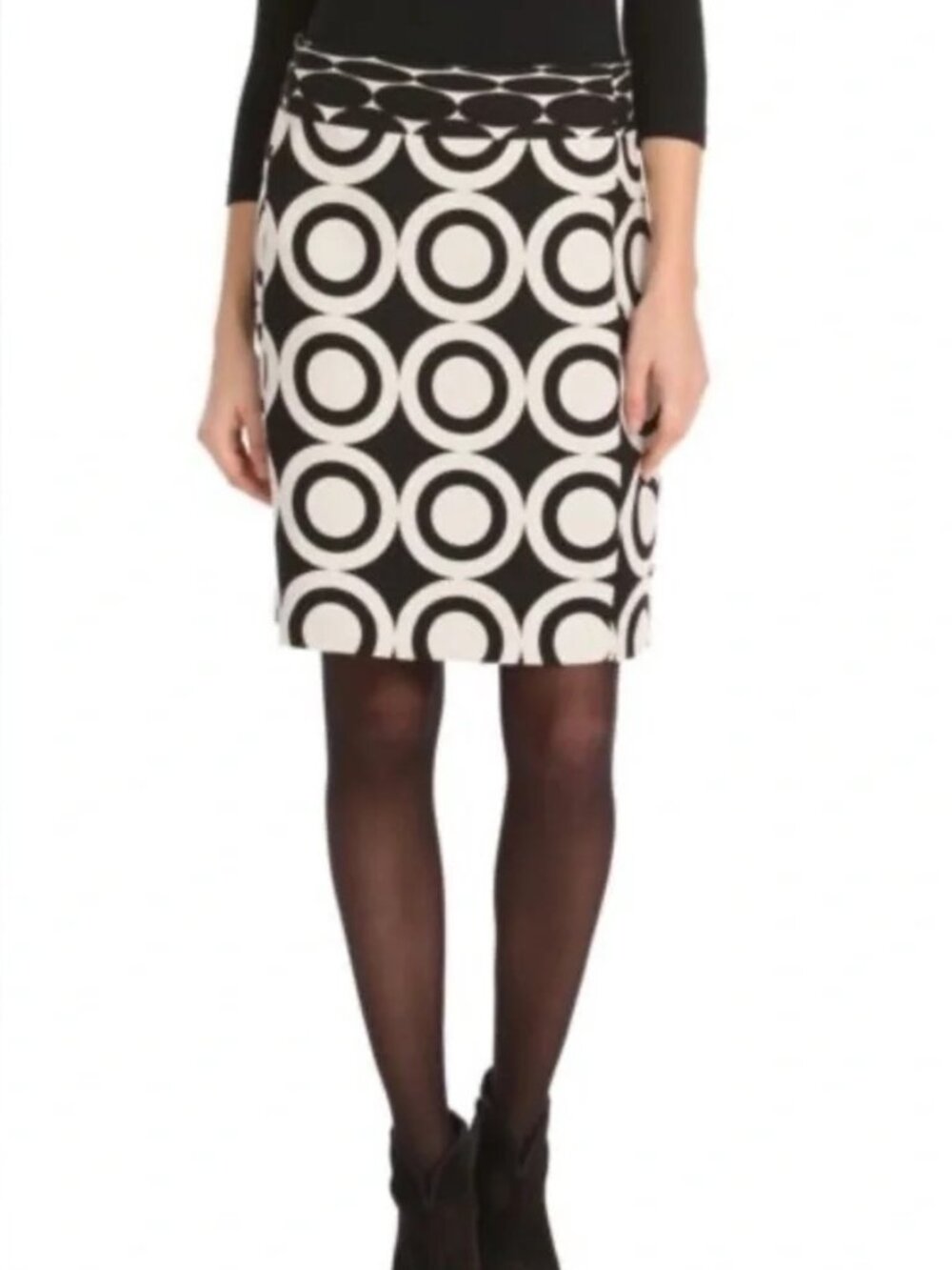 Desigual Black White Monochrome Circle Pattern Front Pockets Skirt - Size 38